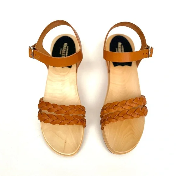 $350 NEW Swedish Hasbeens Tanja Brown Low Wood Leather Sandals Womens US 6 - Picture 2 of 9